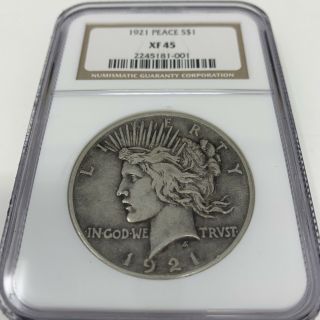1921 Peace Dollar Xf - 45 Ngc Slabbed Silver $1 Rare American Coin Ef45 Xf45