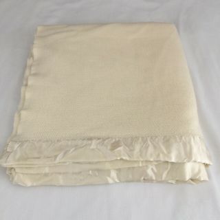 Ralph Lauren Acrylic Waffle Weave Thermal Blanket 90x84 Off White Vintage