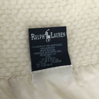 Ralph Lauren Acrylic Waffle Weave Thermal Blanket 90x84 Off White Vintage 3