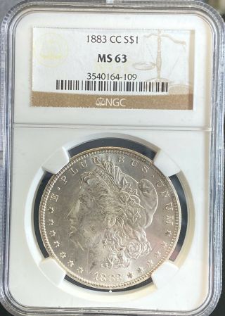 Ngc Ms 63 1883 Cc Morgan Silver One Dollar S$1 Uncirculated Coin