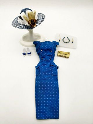 Vintage Barbie Blue Polka Dot Pak Sheath Dress Gorgeous