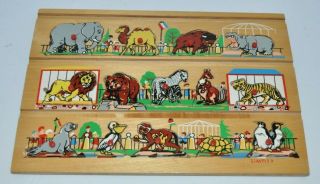 Vintage Wooden Tray Puzzle Zoo Animals Wood Puzzle Simplex Toys 1960s