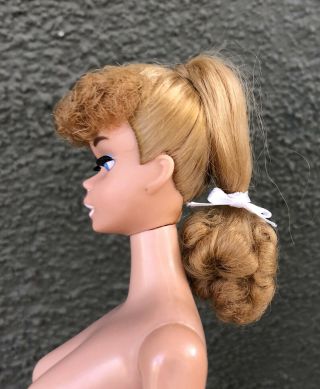 Vintage 5 Ponytail Barbie No Green Orig Paint.  Neck Split 3