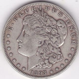 1893 - P $1 U.  S.  Morgan Silver Dollar Coin Philadelphia Key Date