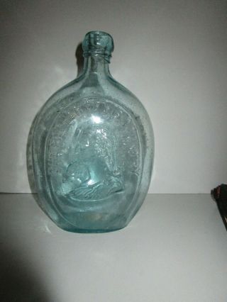 Antique Washington Taylor Quart Flask Aqua Dyottville Glass Philada.