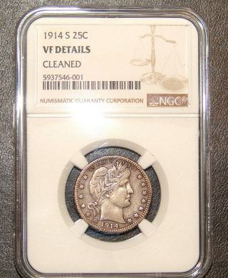 1914 S Barber Quarter 25c Ngc Vf Details Coin
