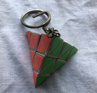 Vintage Rubix Cube Triangle Keychain Owner 1980’s Htf