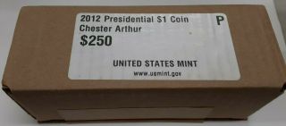 2012 - P Chester Arthur Presidential Dollar Box Of 250 Bu 1$ Coins