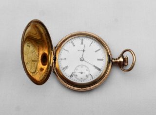 Antique 1910 Elgin Pocket Watch 20yrs Gf Hunt Case 6s 7j Gr: 289 Running