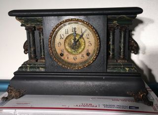 Antique = E.  Ingraham Co Mantel Clock = Parts Vintage= Bristol Conn.