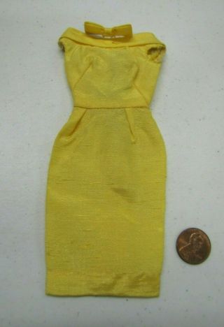 Vintage Barbie Doll Pak Bright Gold Yellow Silk Shantung Sheath Dress 1960 