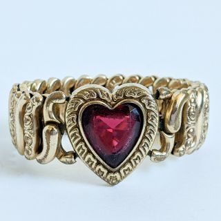 Antique Pitman & Keeler American Queen Ruby Red Stone Sweetheart Bracelet