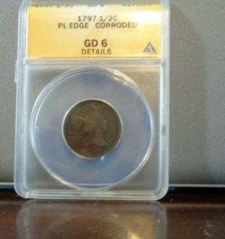 1797 Anacs G 6 Details Liberty Cap Half Cent Coin 1/2c Plain Edge