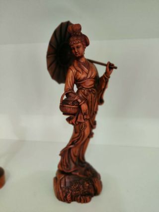 Japanese Boxwood Oriental Figure Hand Carved Lady.