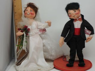 Annalee Wedding Bride And Groom Doll Set 10 " 1997 Vintage Collectible