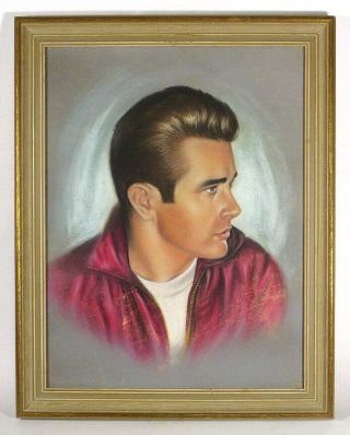 1950s Vintage James Dean Pastel Drawing Painting Rebel Without A Cause