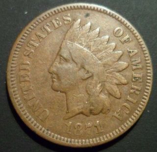1871 / 1871 Indian Head Cent - Bold N - Snow - 1 S1 - Bar - Lip Very Scarce Variety