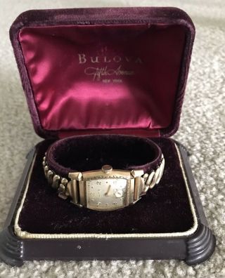 Vintage Bulova 10k Rgp Bezel Mens 10bc Wristwatch