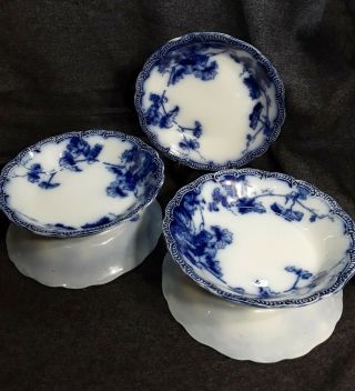 Set 5 Antique Ridgeway Pottery Lonsdale Flow Blue Soup Bowls Porcelain England