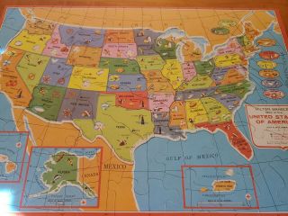 Milton Bradley Puzzle Authentic Map Of The United States & World Map 20x14”