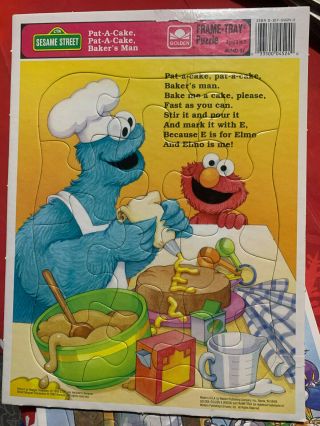 1993 Golden Frame Tray Puzzle Sesame Street Pat A Cake Elmo 4524d - 37 Cookie