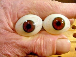 Vintage Pair Glass Eyes With Veins Human Wax Bisque Doll Age 1910 Ø 30 Mm 4302