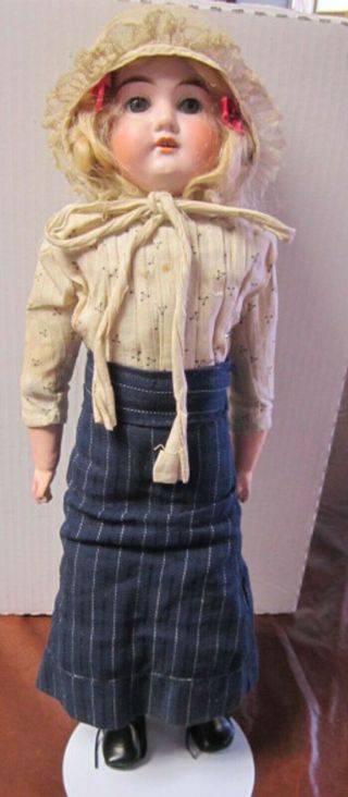 Edmund Ulrich Steiner Majestic Bisque Shoulder Plate Doll Leather Body 1900s 17 "