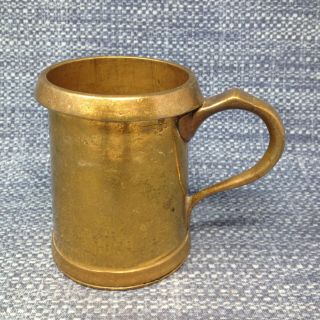 Antique Vintage Brass Copper Tankard Mug Heavy 4.  5 "