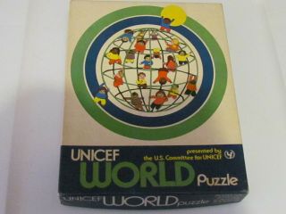 Vintage Unicef 20 " Diameter Round 200 Piece Puzzle (complete)