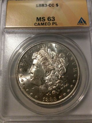 1883 - Cc Morgan Silver Dollar Anacs Ms63 Cameo Pl Proof Like $1
