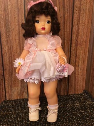 Vintage 16 " Vintage 1950’s Terri Lee Doll In Pink/white Organdy Knickerbocker Of