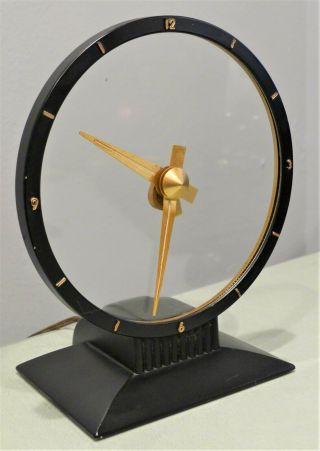 Vtg 1950s Black Custom Jefferson Golden Hour Mystery Electric Clock