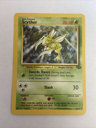 Scyther 26/64 - Rare Non Holo Pokemon Card Jungle Set Wotc 1999 (2)
