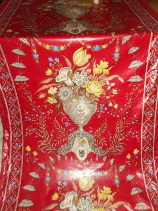 Best Sublime Antique French Or English Floral Urn Chintz Fabric Red Yellow