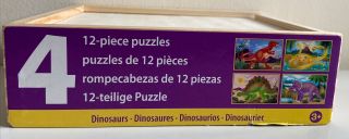 Melissa & Doug Set Of 4 Colourful 12 Piece Wooden Dinosaur Puzzles Ages 3,