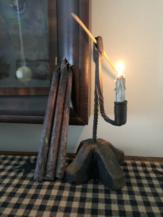 9 3/4” Antique,  Primitive,  Early Lighting Hand Made Tallow Candles