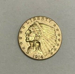 1914 D Denver $2.  50 Indian Head Quarter Eagle Gold United States Coin S102