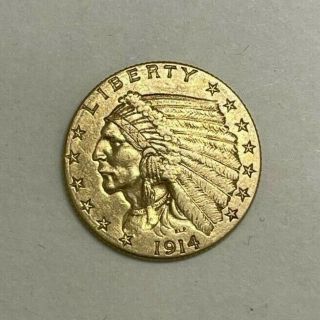 1914 D Denver $2.  50 Indian Head Quarter Eagle Gold United States Coin S103