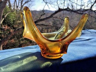 Antique Vintage Topaz Glass Jack In The Pulpit Bowl Unique Design One Of A Kind