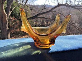 Antique Vintage TOPAZ GLASS Jack in the Pulpit BOWL Unique Design ONE OF A KIND 2