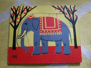 Vintage Galt Toys Wooden Childrens Jigsaw Puzzle Elephant