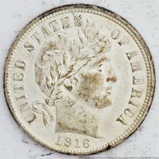 1916 - P Philadelphia Antique Barber Dime Silver Ten Cents U.  S.  A.  Coin American