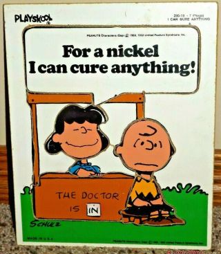 Vintage Playskool Wooden Puzzle Peanuts Charlie Brown Comics Lucy 1952
