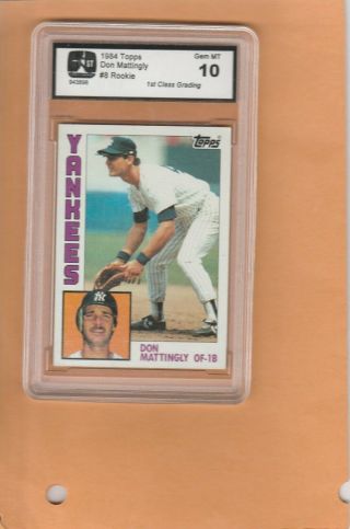 1984 Topps Don Mattingly Rookie Rc Card 8 Graded Gem 10
