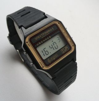 Elektronika 5 29367 Black Vintage Soviet Digital Watch Rare Model Nos