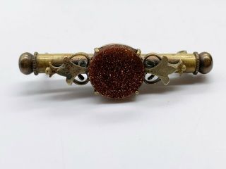 Antique Victorian Goldstone Nanny Brooch Secret Etui Sewing Ladies Pin Brooch