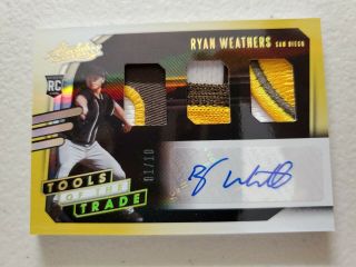 Ryan Weathers 2021 Absolute Baseball Tools Of The Trade Auto Ssp 1/10 Sick Patch