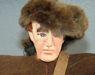 Vintage Folk Art Doll Davy Crockett Historical Figure