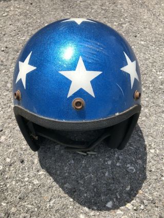 Vintage Red White Blue Stars Glitter Easy Rider Motorcycle Helmet 1960’s
