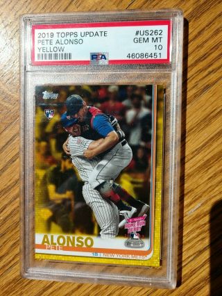 2019 Topps Update Us262 Yellow Pete Alonso Rc Mets Psa 10 Gem Mt Pop 4